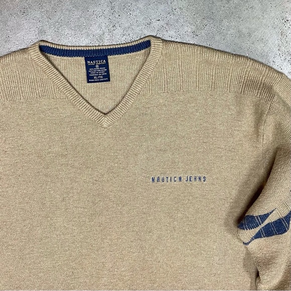 Vintage Nautica Jeans Striped Knit Heavyweight Sweater - Picture 2 of 8